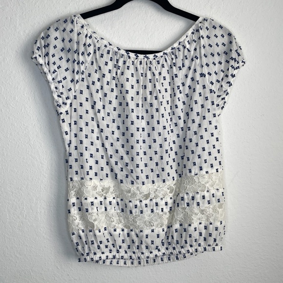 Rewind Ivory White Going Out Top Lace Trim Boho Y2K Fairy Size M Lightweight - Picture 4 of 8